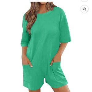 Green Short Sleeve Romper